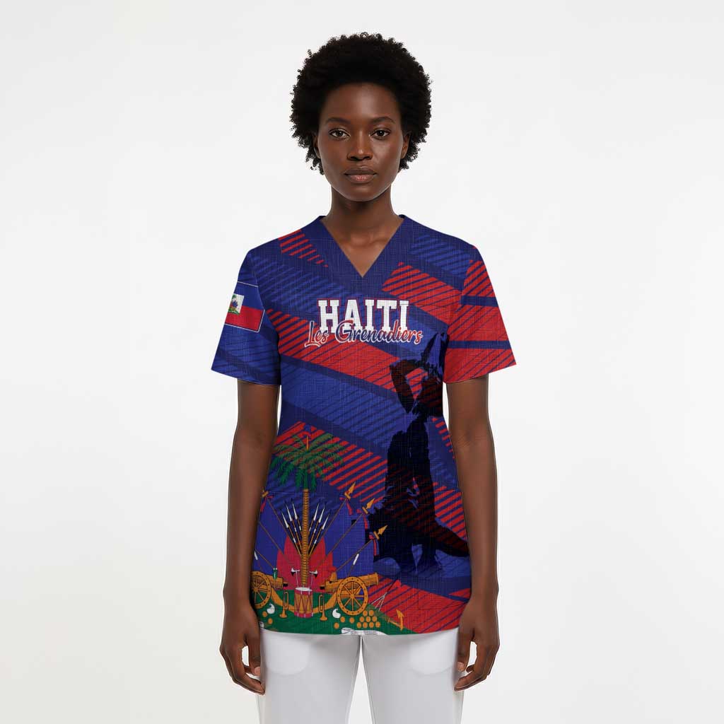 Afro-Haiti Football Personalized Les Grenadiers Scrub Top Echoes of History - African Pride
