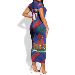 Afro-Haiti Football Personalized Les Grenadiers Short Sleeve Bodycon Dress Echoes of History LT7