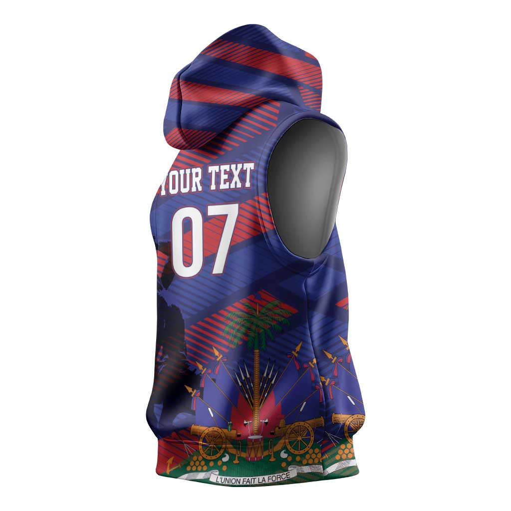 Afro-Haiti Football Personalized Les Grenadiers Sleeveless Hoodie Echoes of History - African Pride