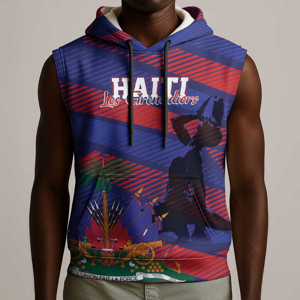 Afro-Haiti Football Personalized Les Grenadiers Sleeveless Hoodie Echoes of History - African Pride