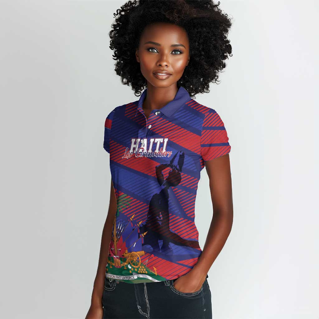 Afro-Haiti Football Personalized Les Grenadiers Women Polo Shirt Echoes of History LT7