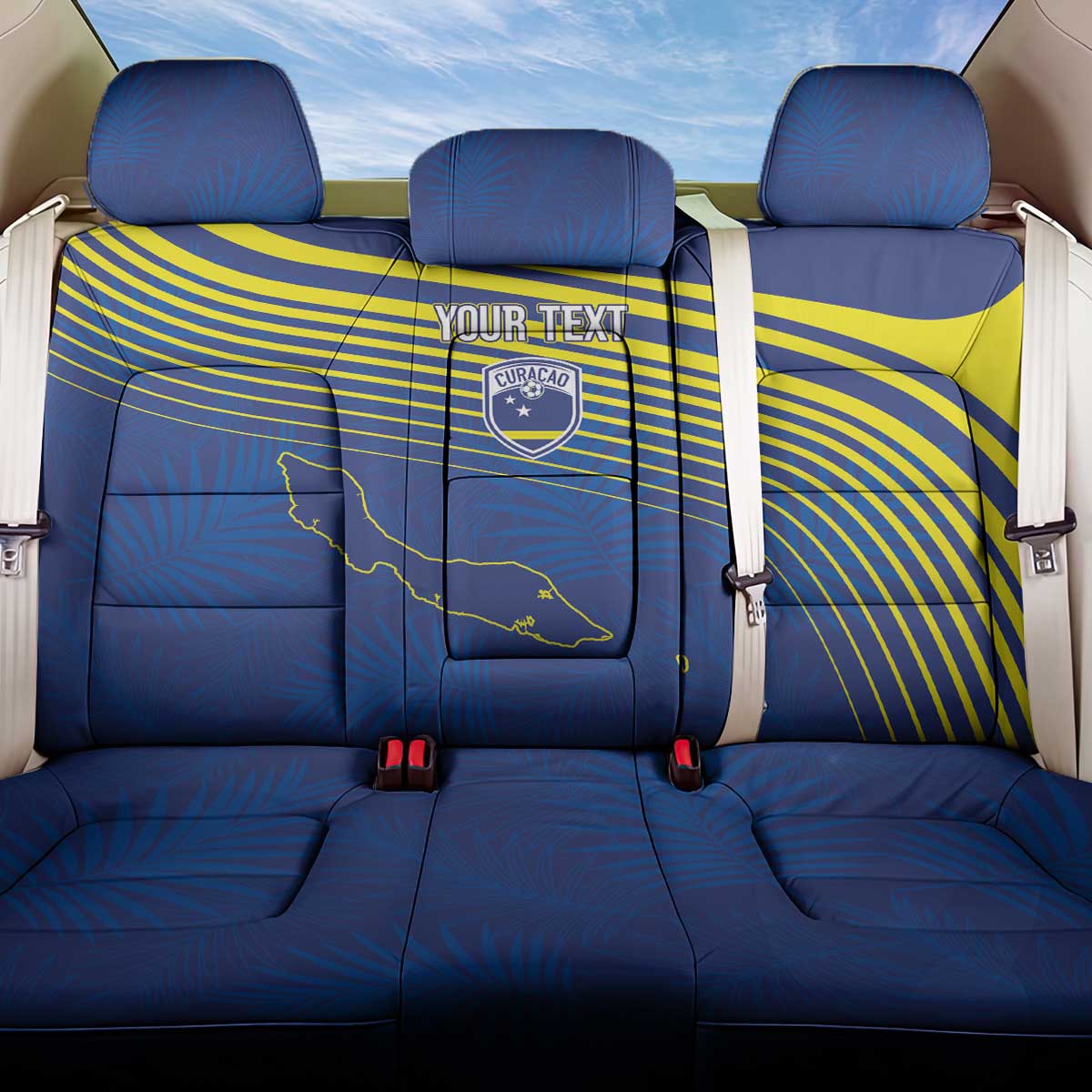 Afro-Curacao Football Custom Back Car Seat Cover Korsou Blue Wave - Making History - African Pride