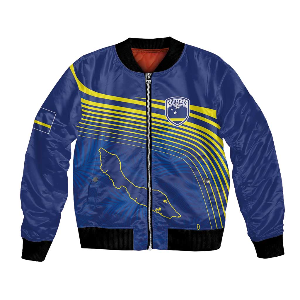 Afro-Curacao Football Custom Bomber Jacket Korsou Blue Wave - Making History - African Pride