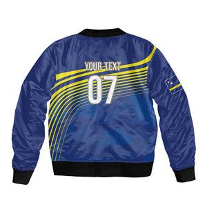 Afro-Curacao Football Custom Bomber Jacket Korsou Blue Wave - Making History - African Pride
