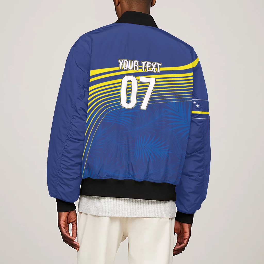 Afro-Curacao Football Custom Bomber Jacket Korsou Blue Wave - Making History - African Pride