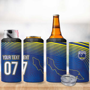 Afro-Curacao Football Custom 4 in 1 Can Cooler Tumbler Korsou Blue Wave - Making History - African Pride