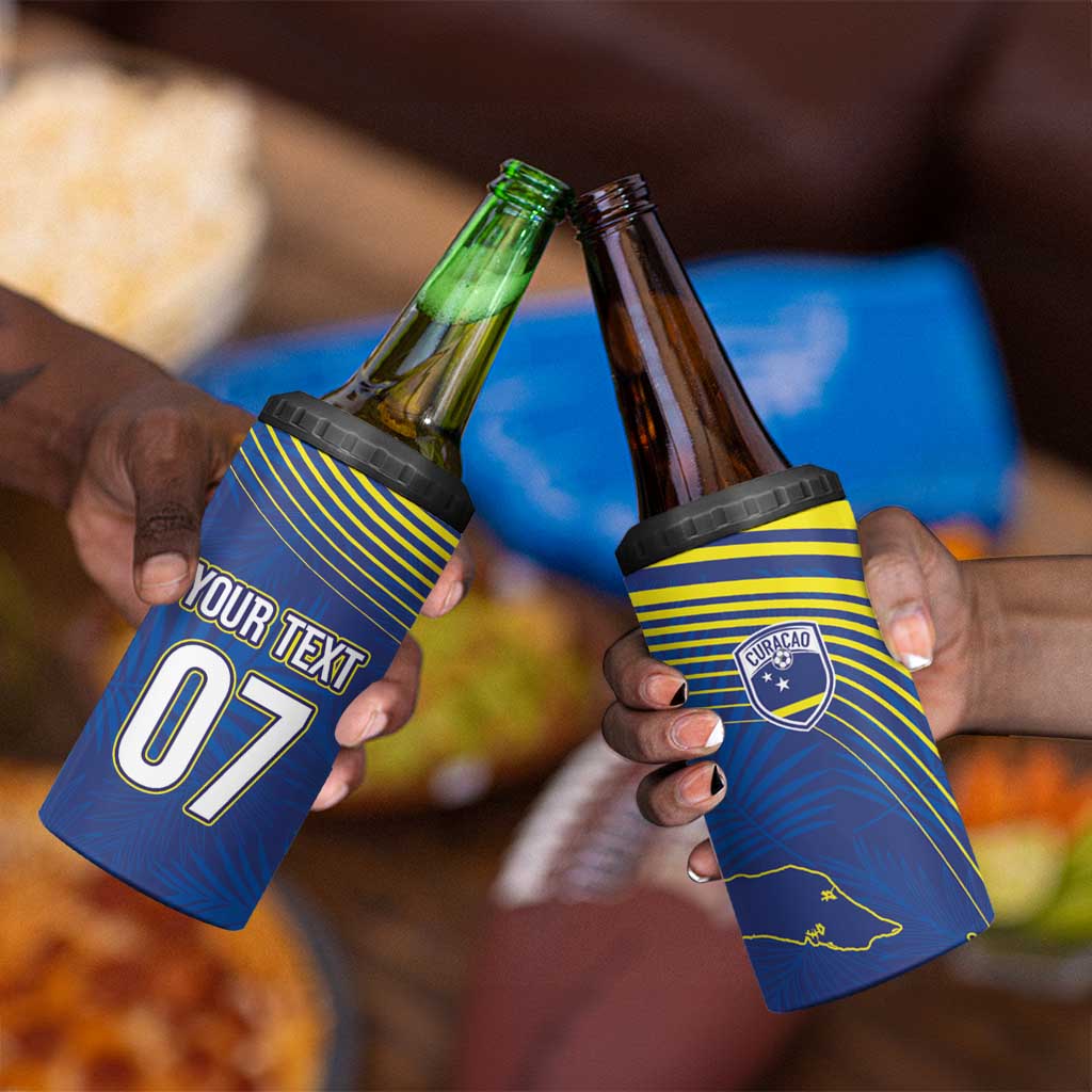 Afro-Curacao Football Custom 4 in 1 Can Cooler Tumbler Korsou Blue Wave - Making History - African Pride