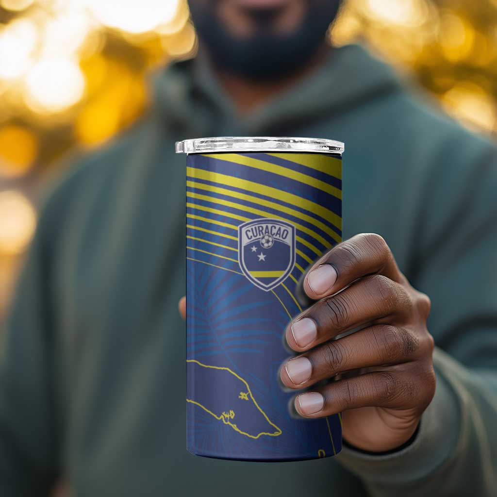 Afro-Curacao Football Custom 4 in 1 Can Cooler Tumbler Korsou Blue Wave - Making History - African Pride