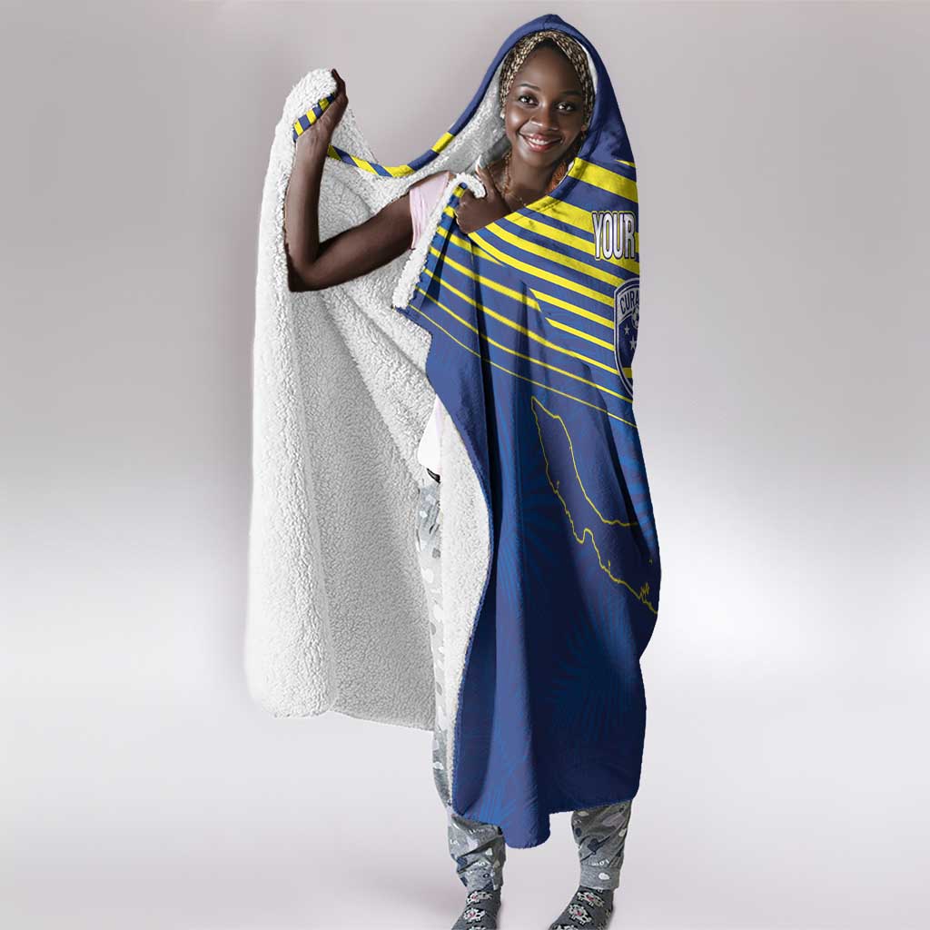 Afro-Curacao Football Custom Hooded Blanket Korsou Blue Wave - Making History - African Pride