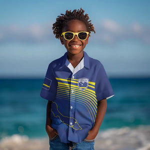 Afro-Curacao Football Custom Kid Hawaiian Shirt Korsou Blue Wave - Making History LT7
