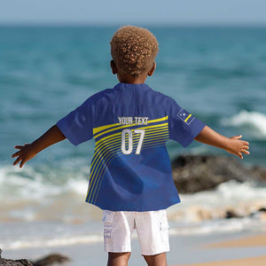 Afro-Curacao Football Custom Kid Hawaiian Shirt Korsou Blue Wave - Making History LT7