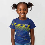 Afro-Curacao Football Custom Kid T shirt Korsou Blue Wave - Making History LT7
