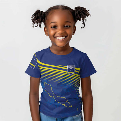 Afro-Curacao Football Custom Kid T shirt Korsou Blue Wave - Making History LT7