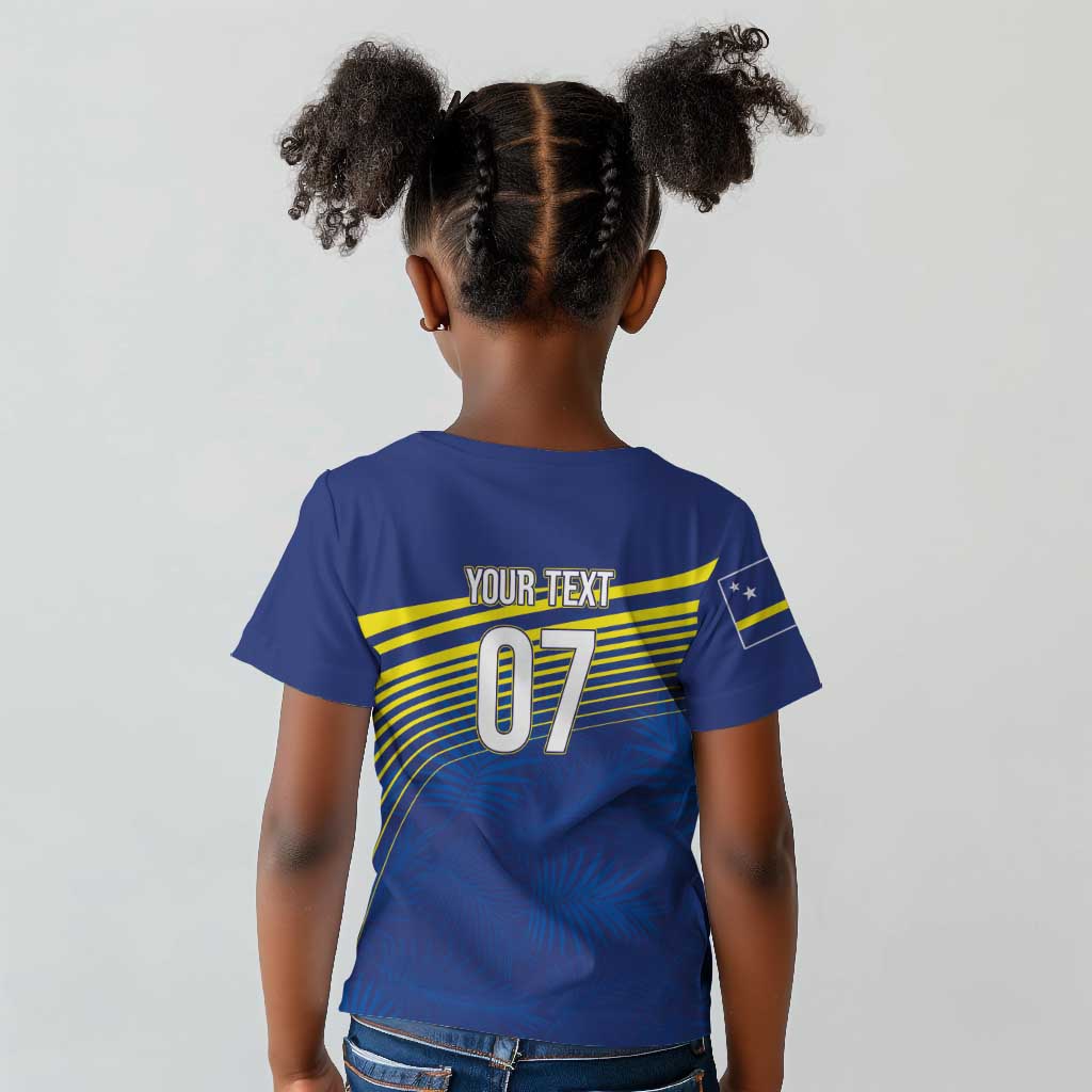 Afro-Curacao Football Custom Kid T shirt Korsou Blue Wave - Making History LT7