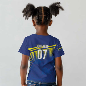 Afro-Curacao Football Custom Kid T shirt Korsou Blue Wave - Making History LT7