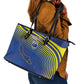 Afro-Curacao Football Custom Leather Tote Bag Korsou Blue Wave - Making History - African Pride