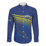 Afro-Curacao Football Custom Long Sleeve Button Shirt Korsou Blue Wave - Making History - African Pride