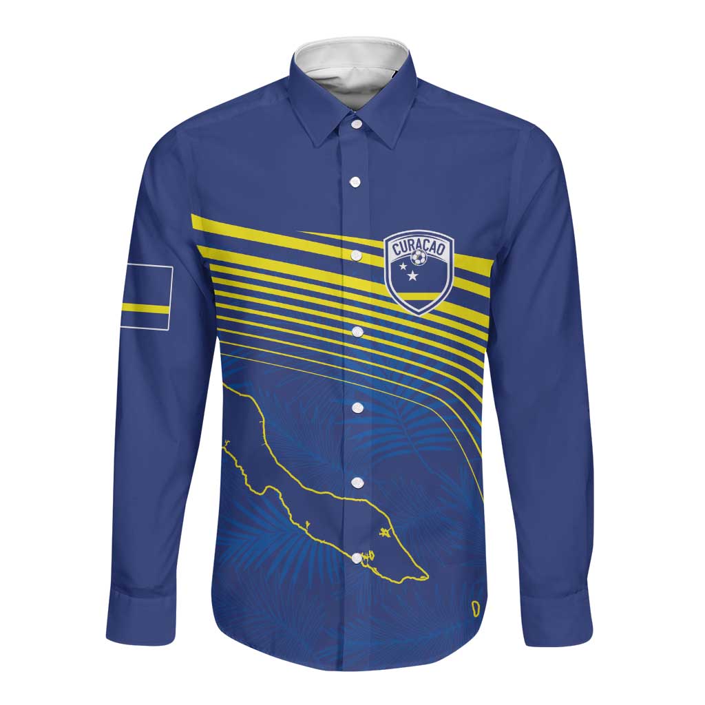 Afro-Curacao Football Custom Long Sleeve Button Shirt Korsou Blue Wave - Making History - African Pride