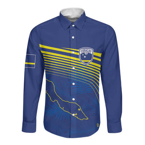 Afro-Curacao Football Custom Long Sleeve Button Shirt Korsou Blue Wave - Making History - African Pride