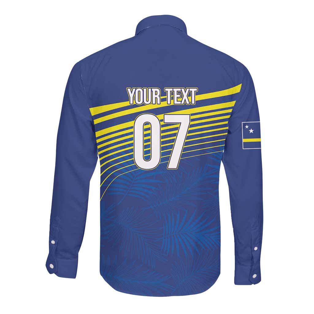 Afro-Curacao Football Custom Long Sleeve Button Shirt Korsou Blue Wave - Making History - African Pride
