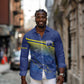 Afro-Curacao Football Custom Long Sleeve Button Shirt Korsou Blue Wave - Making History - African Pride