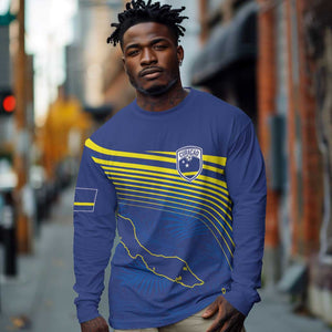 Afro-Curacao Football Custom Long Sleeve Shirt Korsou Blue Wave - Making History - African Pride