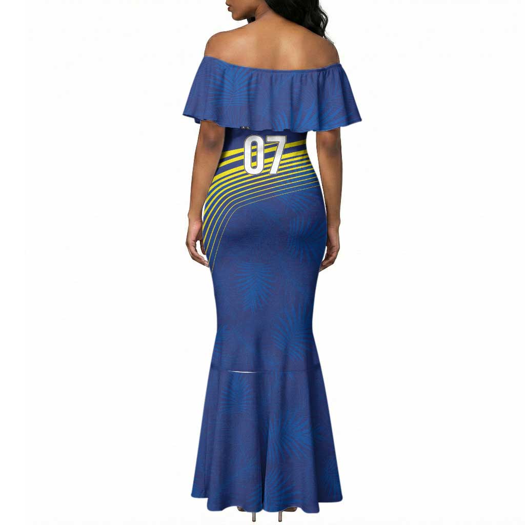 Afro-Curacao Football Custom Mermaid Dress Korsou Blue Wave - Making History LT7