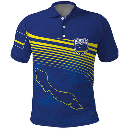 Afro-Curacao Football Custom Polo Shirt Korsou Blue Wave - Making History LT7