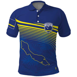Afro-Curacao Football Custom Polo Shirt Korsou Blue Wave - Making History LT7