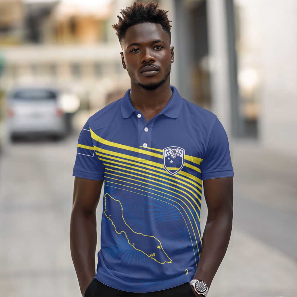 Afro-Curacao Football Custom Polo Shirt Korsou Blue Wave - Making History LT7