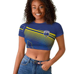 Afro-Curacao Football Custom Raglan Cropped T shirt Korsou Blue Wave - Making History LT7