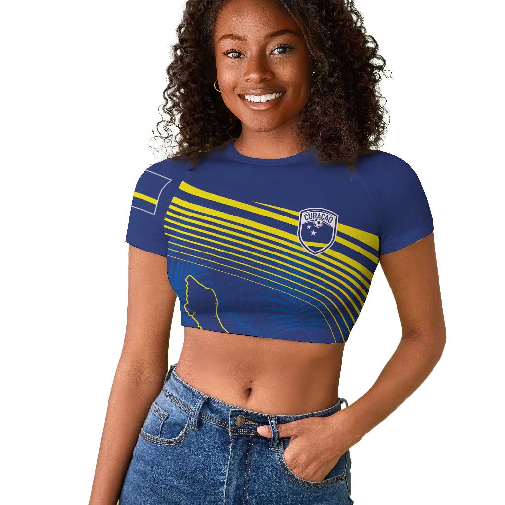 Afro-Curacao Football Custom Raglan Cropped T shirt Korsou Blue Wave - Making History LT7