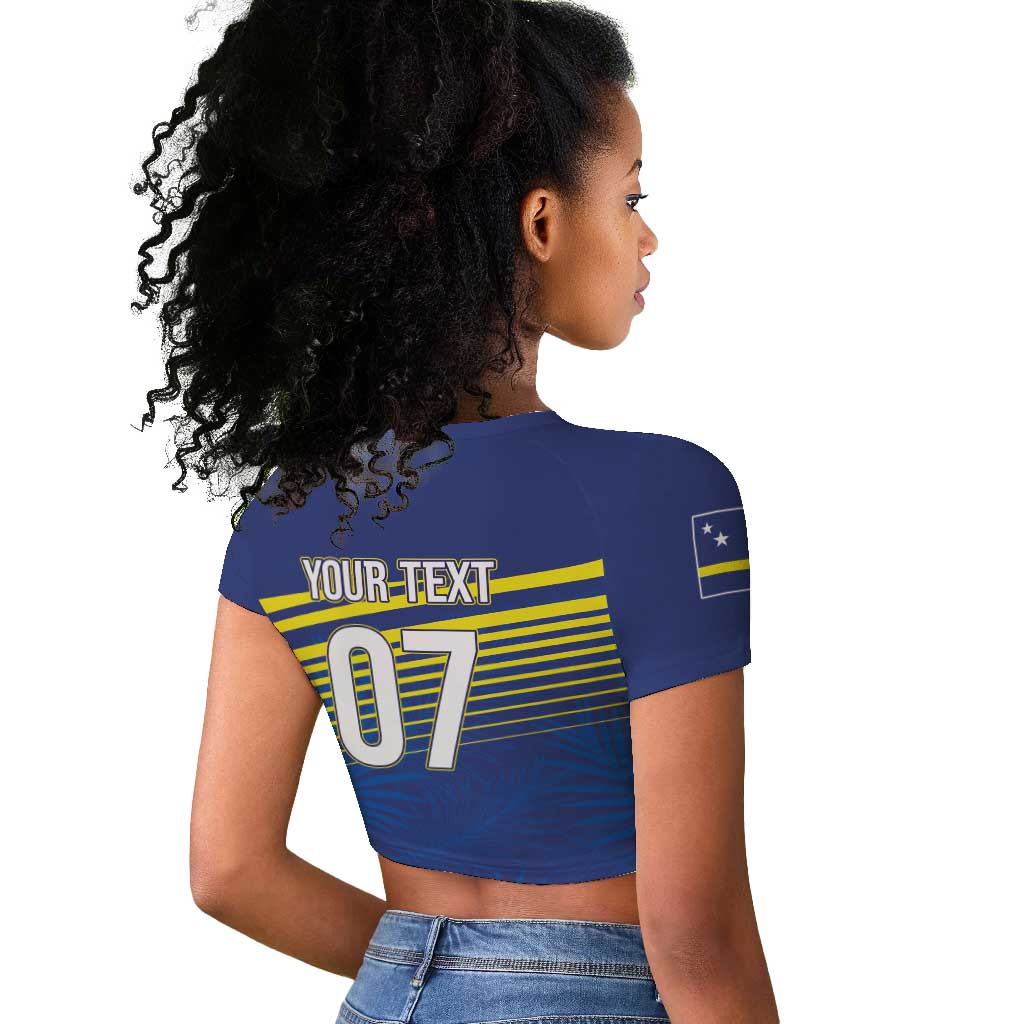 Afro-Curacao Football Custom Raglan Cropped T shirt Korsou Blue Wave - Making History LT7