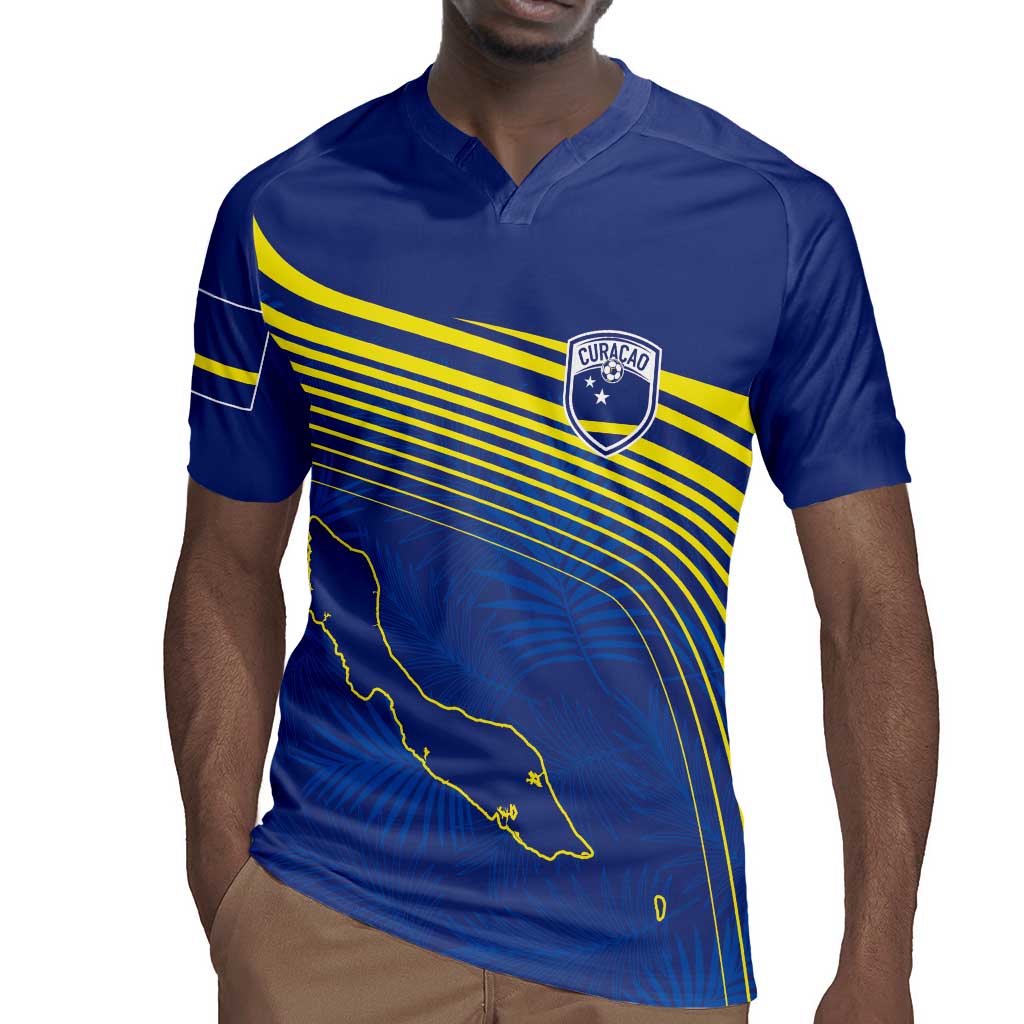 Afro-Curacao Football Custom Rugby Jersey Korsou Blue Wave - Making History LT7