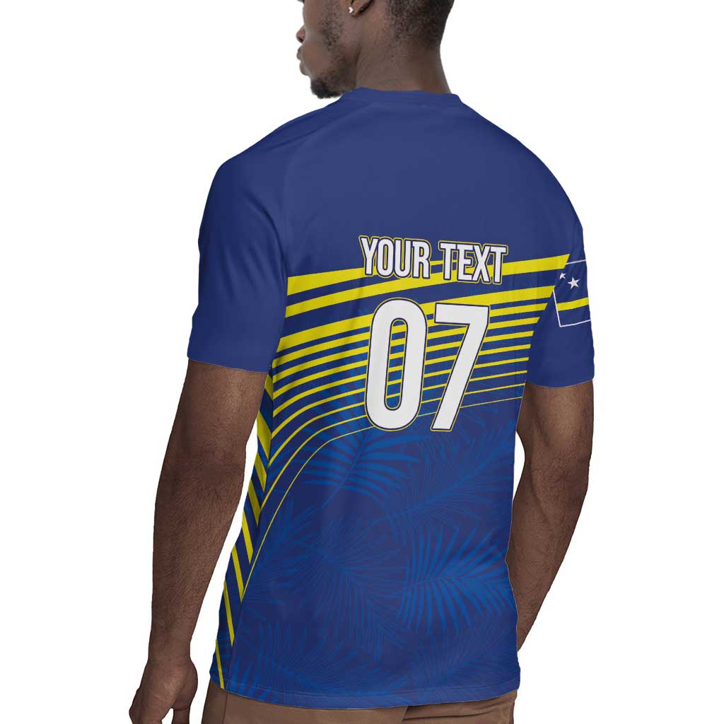Afro-Curacao Football Custom Rugby Jersey Korsou Blue Wave - Making History LT7