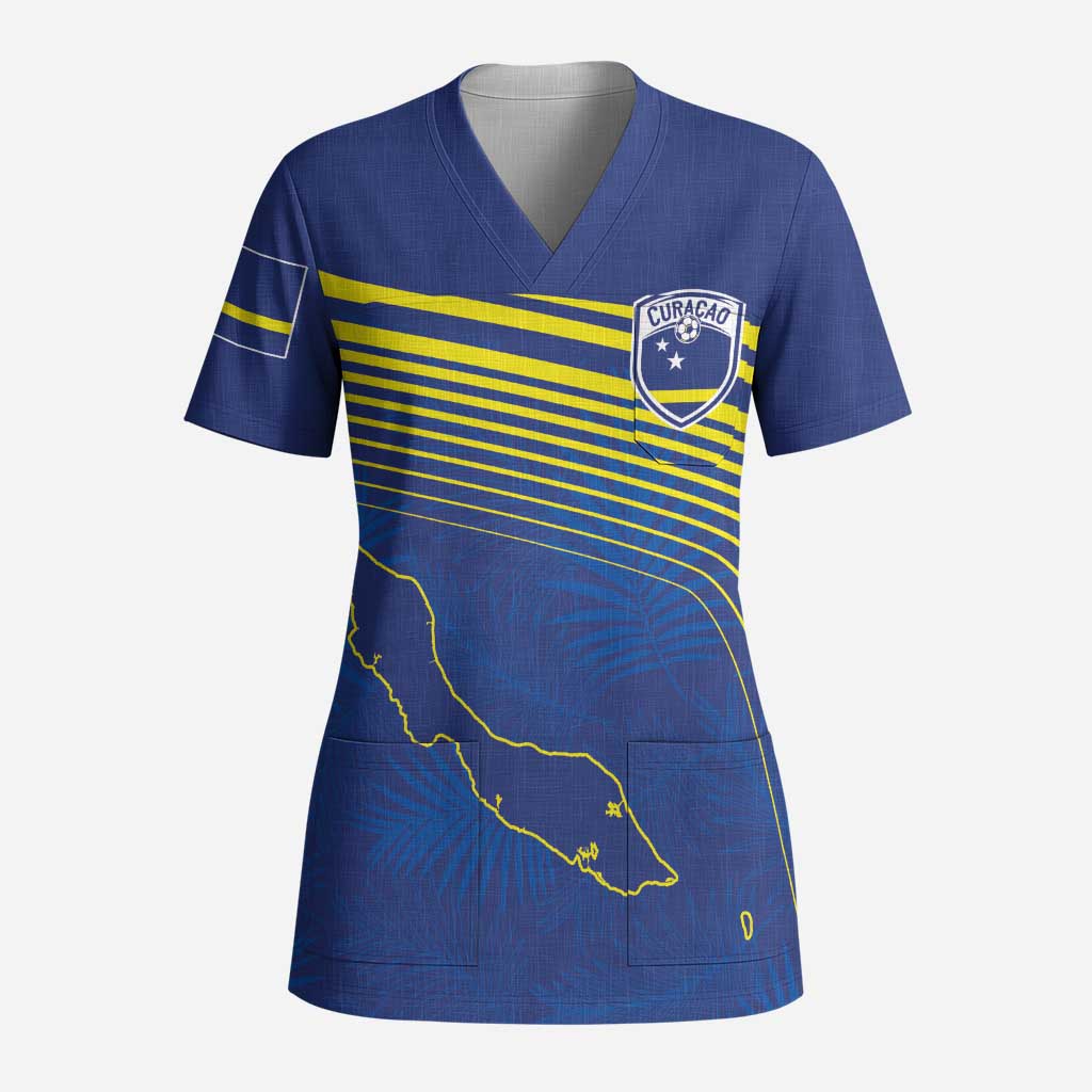 Afro-Curacao Football Custom Scrub Top Korsou Blue Wave - Making History - African Pride