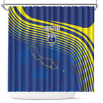 Afro-Curacao Football Custom Shower Curtain Korsou Blue Wave - Making History - African Pride