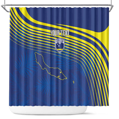 Afro-Curacao Football Custom Shower Curtain Korsou Blue Wave - Making History - African Pride