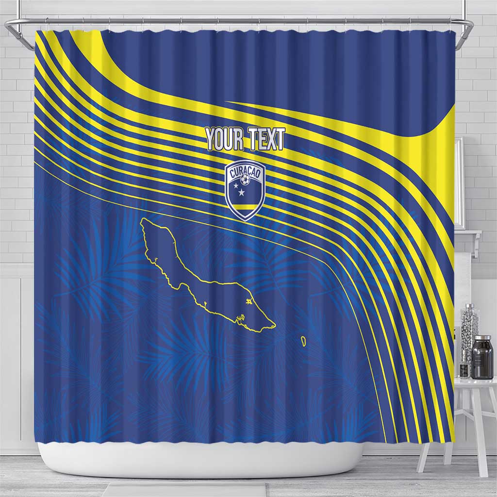 Afro-Curacao Football Custom Shower Curtain Korsou Blue Wave - Making History - African Pride