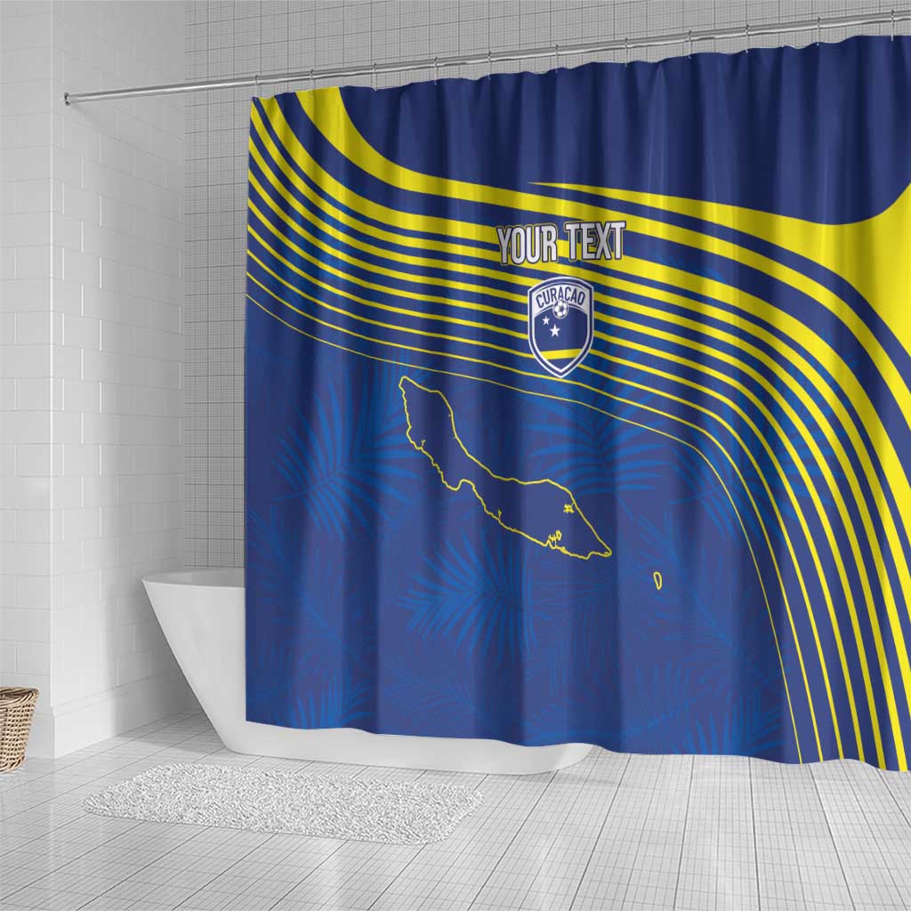 Afro-Curacao Football Custom Shower Curtain Korsou Blue Wave - Making History - African Pride