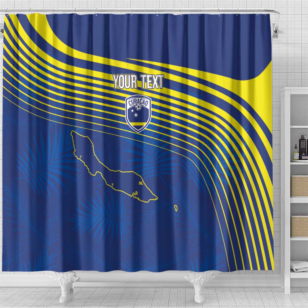 Afro-Curacao Football Custom Shower Curtain Korsou Blue Wave - Making History - African Pride