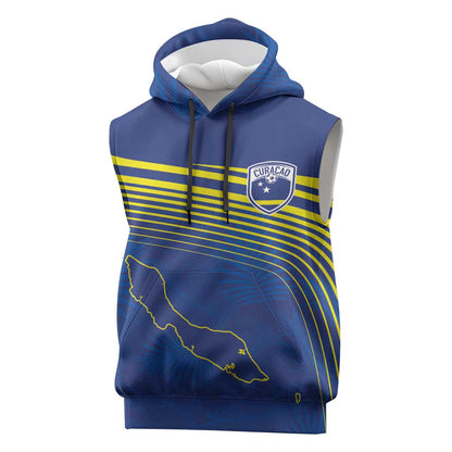 Afro-Curacao Football Custom Sleeveless Hoodie Korsou Blue Wave - Making History - African Pride