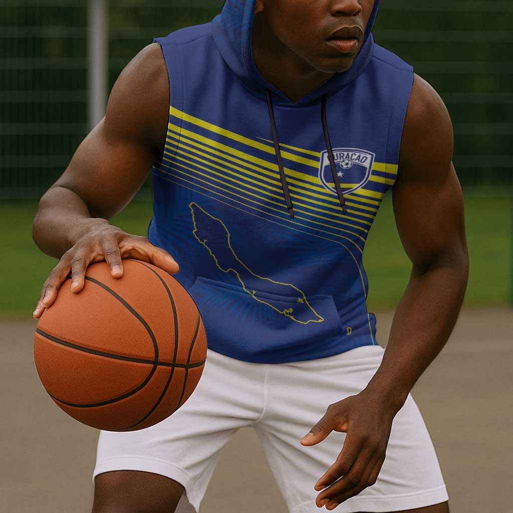 Afro-Curacao Football Custom Sleeveless Hoodie Korsou Blue Wave - Making History - African Pride