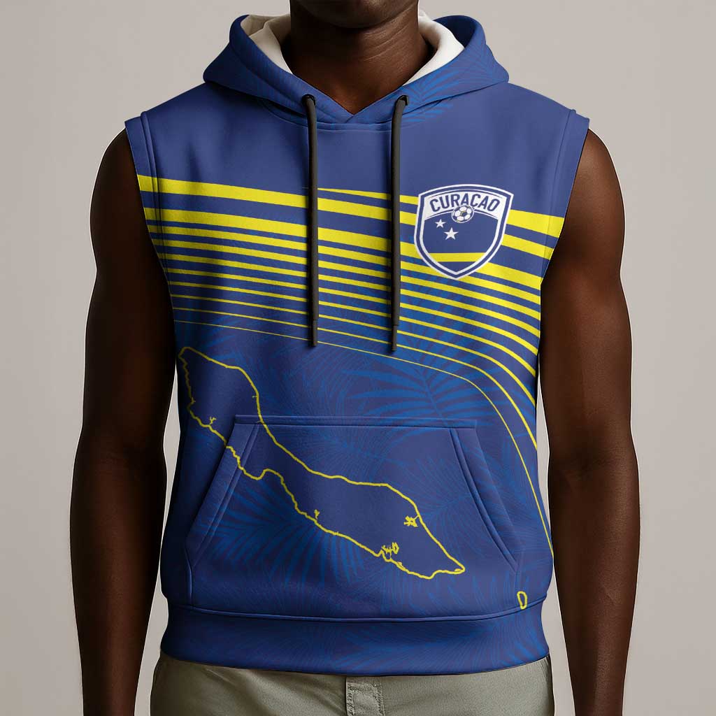 Afro-Curacao Football Custom Sleeveless Hoodie Korsou Blue Wave - Making History - African Pride