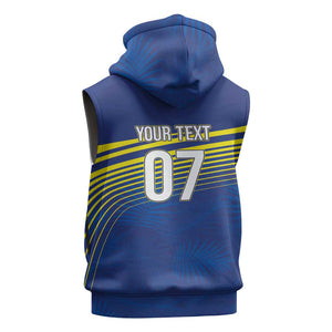 Afro-Curacao Football Custom Sleeveless Zip Hoodie Korsou Blue Wave - Making History - African Pride