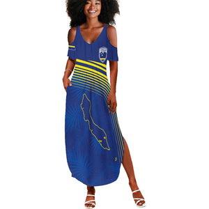 Afro-Curacao Football Custom Summer Maxi Dress Korsou Blue Wave - Making History LT7