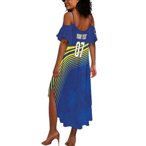 Afro-Curacao Football Custom Summer Maxi Dress Korsou Blue Wave - Making History LT7