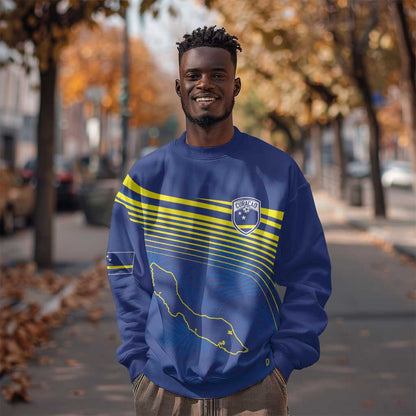 Afro-Curacao Football Custom Sweatshirt Korsou Blue Wave - Making History - African Pride
