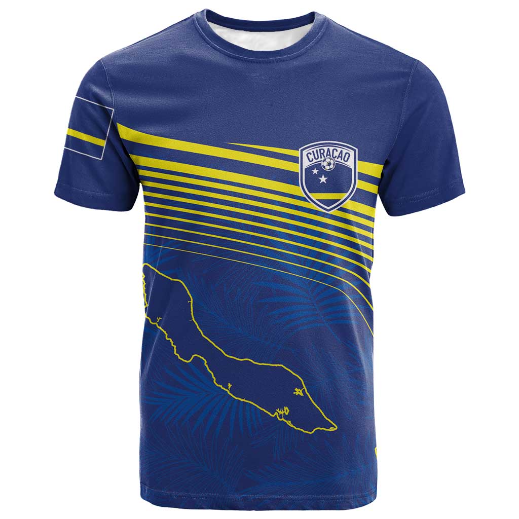 Afro-Curacao Football Custom T shirt Korsou Blue Wave - Making History LT7