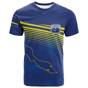 Afro-Curacao Football Custom T shirt Korsou Blue Wave - Making History LT7